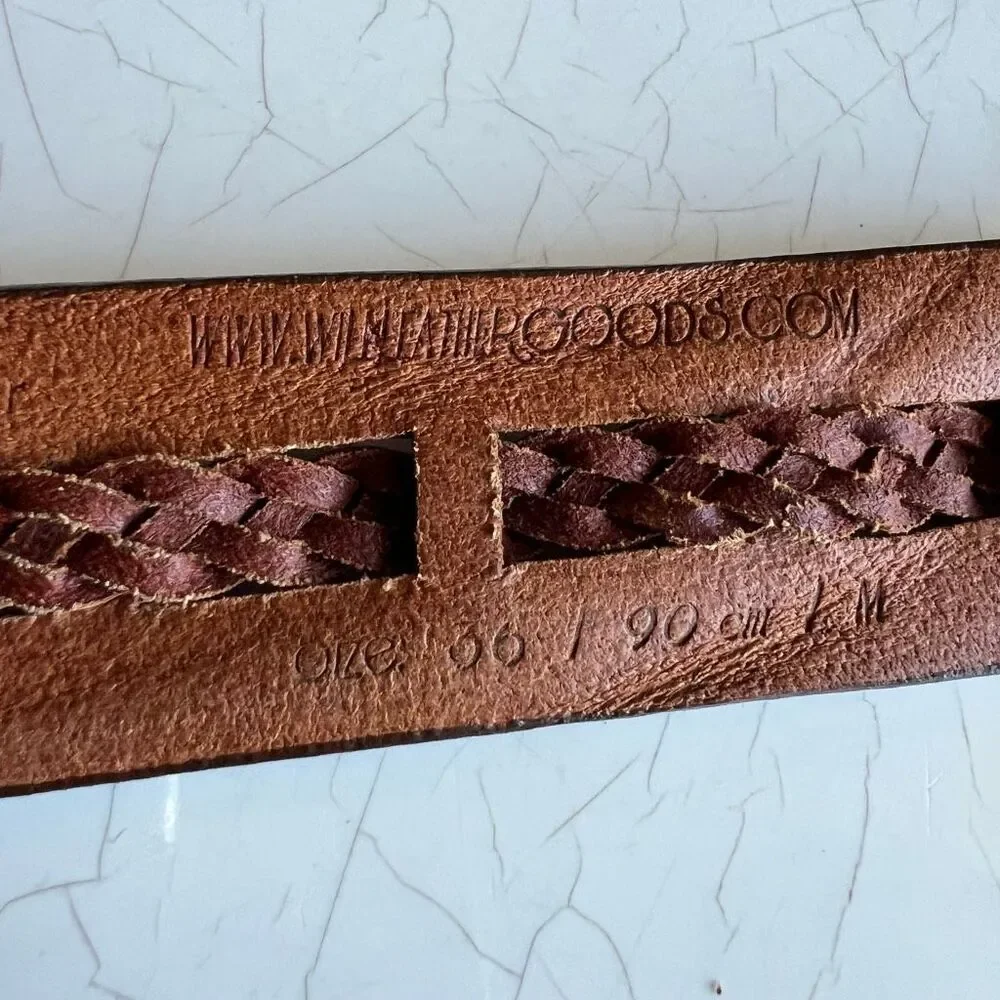 Will leather goods a vintage-style brown leather belt featuring embossed details